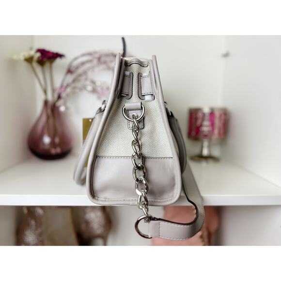 Michael Kors NWT Hamilton Leather Satchel Purse Bag in Pure Gray Ballet Pink - Picture 13 of 13